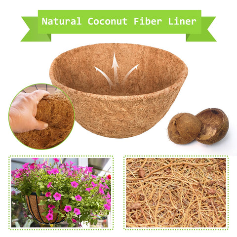 Riare coco liner depth 4.7 inches supports soil and moisture retention.