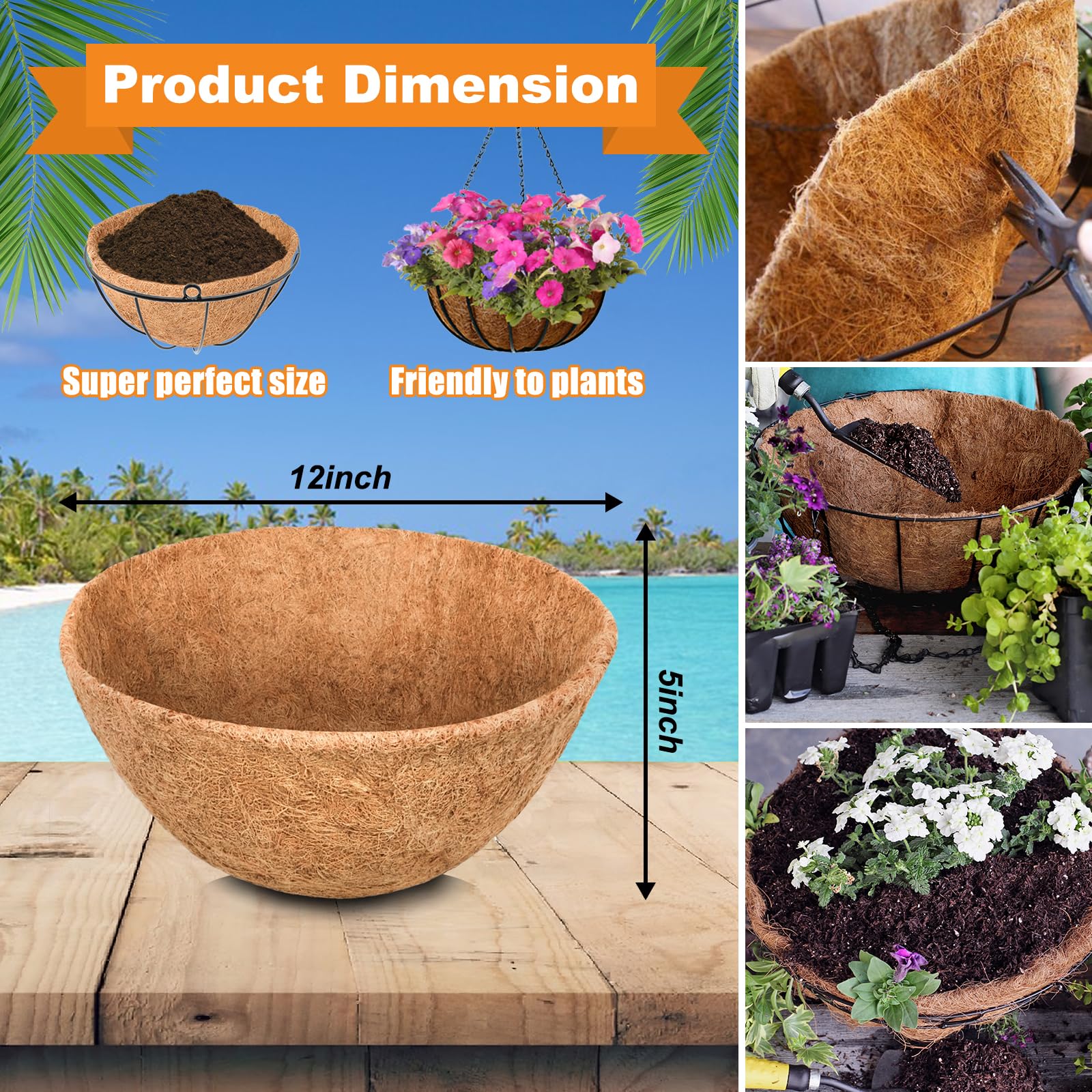 Riare coco liner being trimmed to fit, quick adaptation for pots.