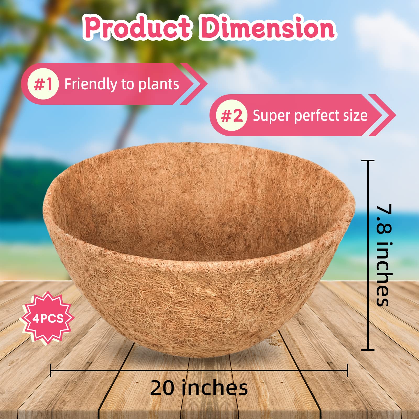 Riare coconut coir liner features premium material for sturdy, long-lasting use.