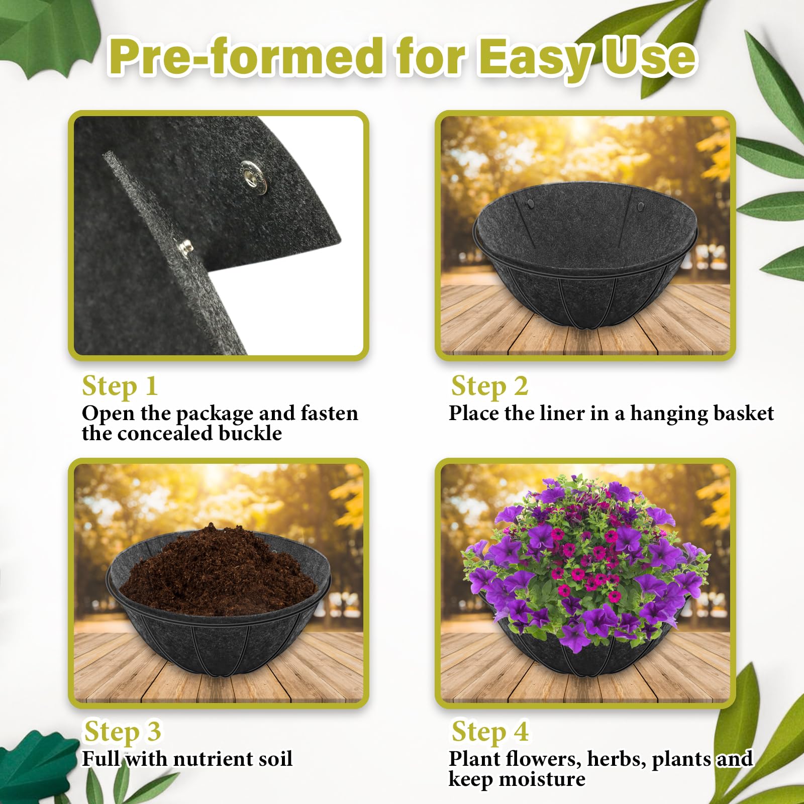 Riare liner with drainage holes promotes root oxygen and moisture management.