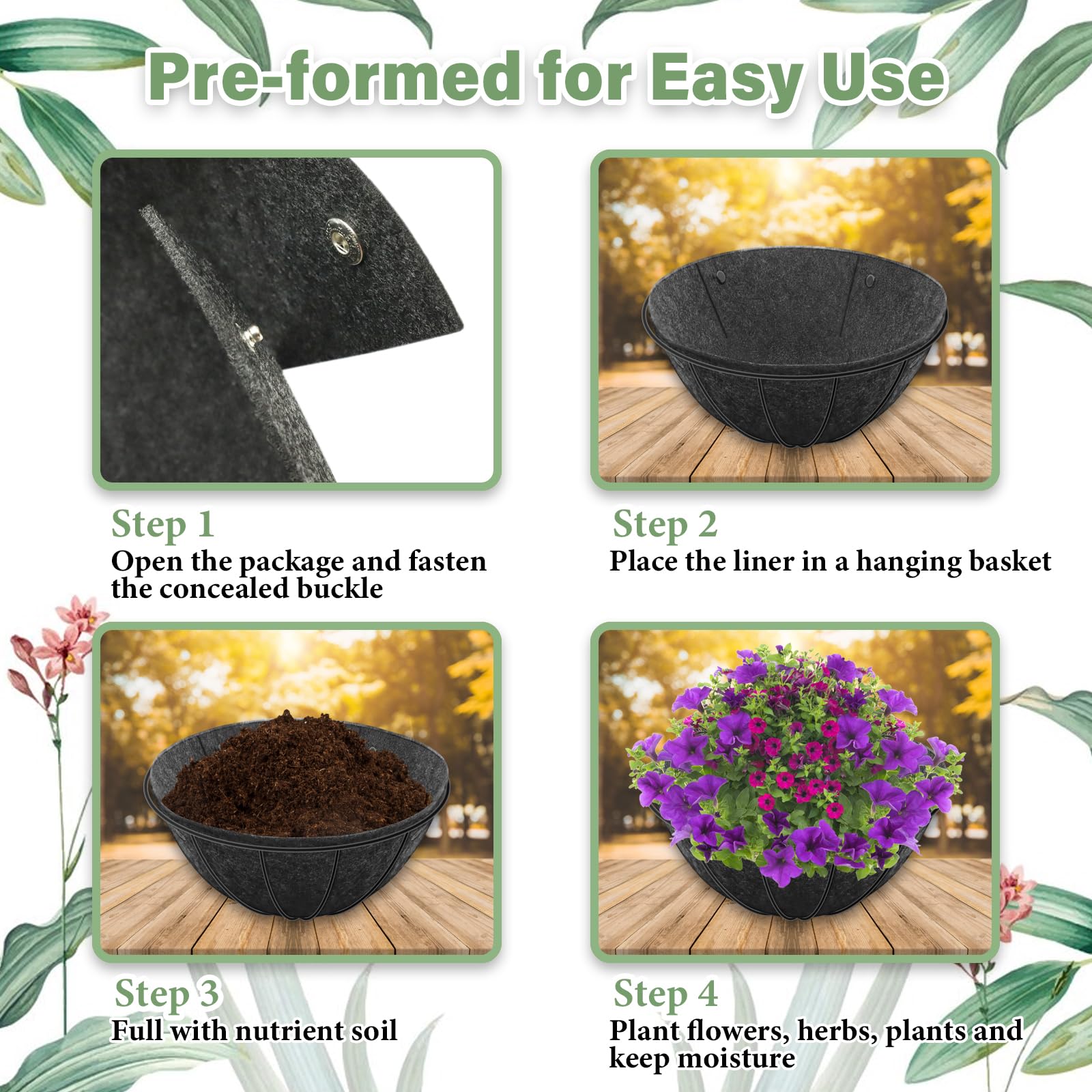 Riare black liner enhances indoor and outdoor planter decor.