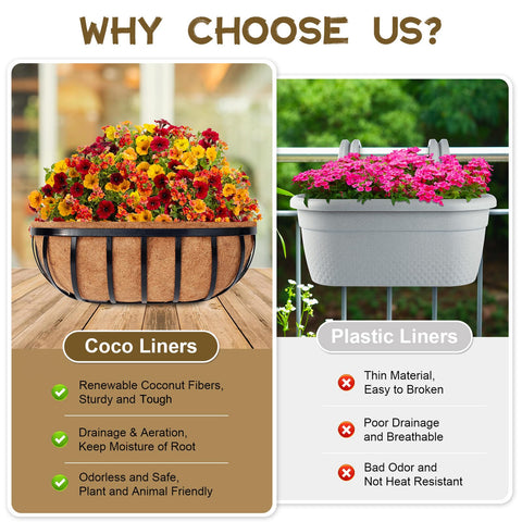 Riare eco-friendly liners in outdoor and indoor decor contexts.