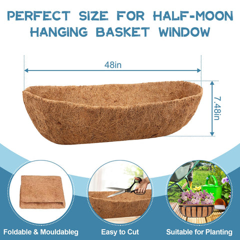 Riare half-moon coconut coir liner fits wall planters with natural look.