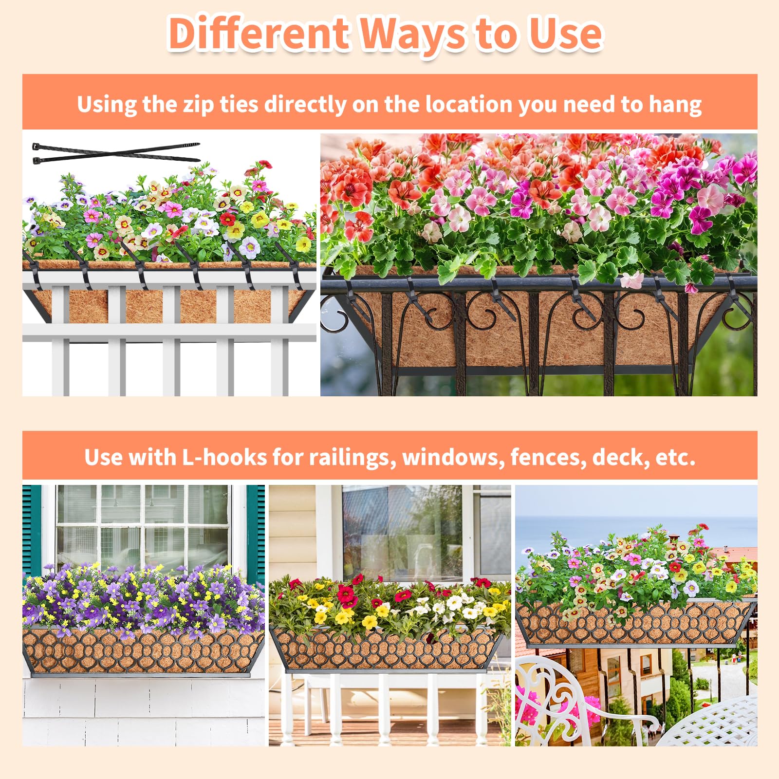 Riare easy-assembly planters ready to hang on railing or balcony