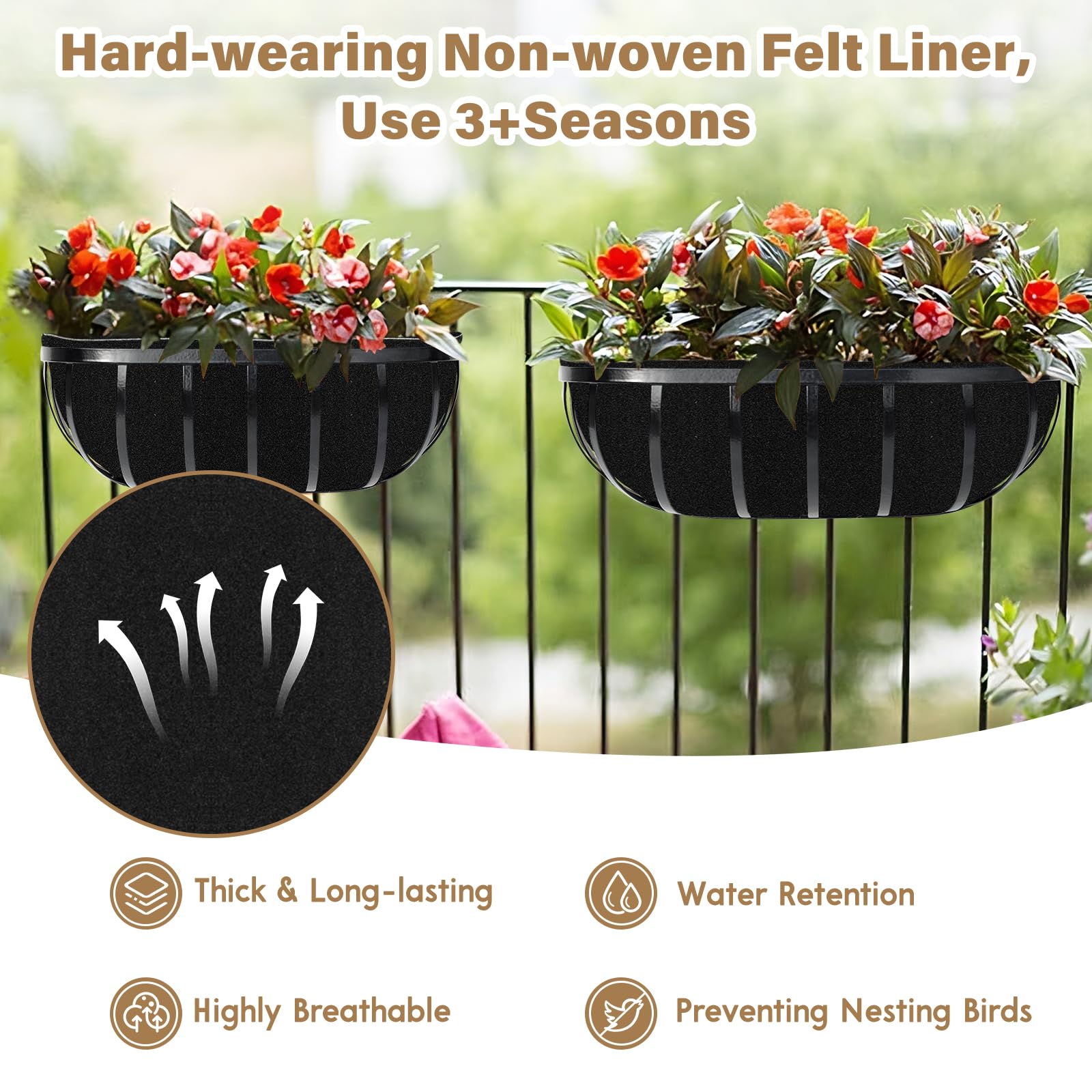 Heavy-duty non-woven liner from Riare ready for long outdoor use.