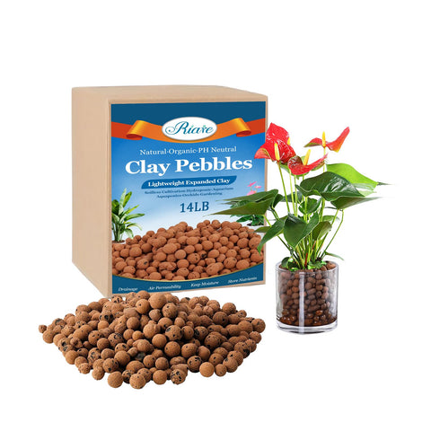 Riare Leca balls 4-16mm for hydroponics and superior drainage in indoor plant setups.