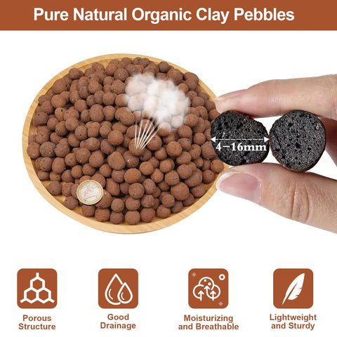 Riare leca pebbles 4-16mm diameters close-up, neutral pH and odorless texture.
