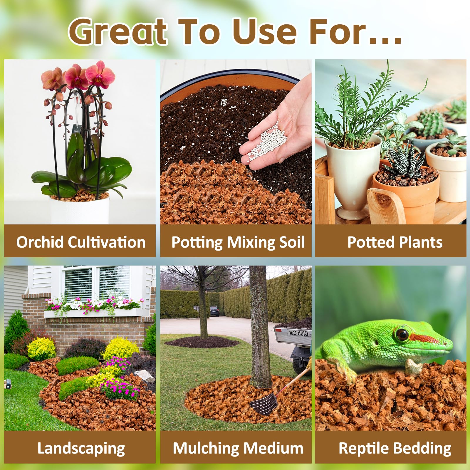 Riare coco chips mixed with potting soil for versatile planting