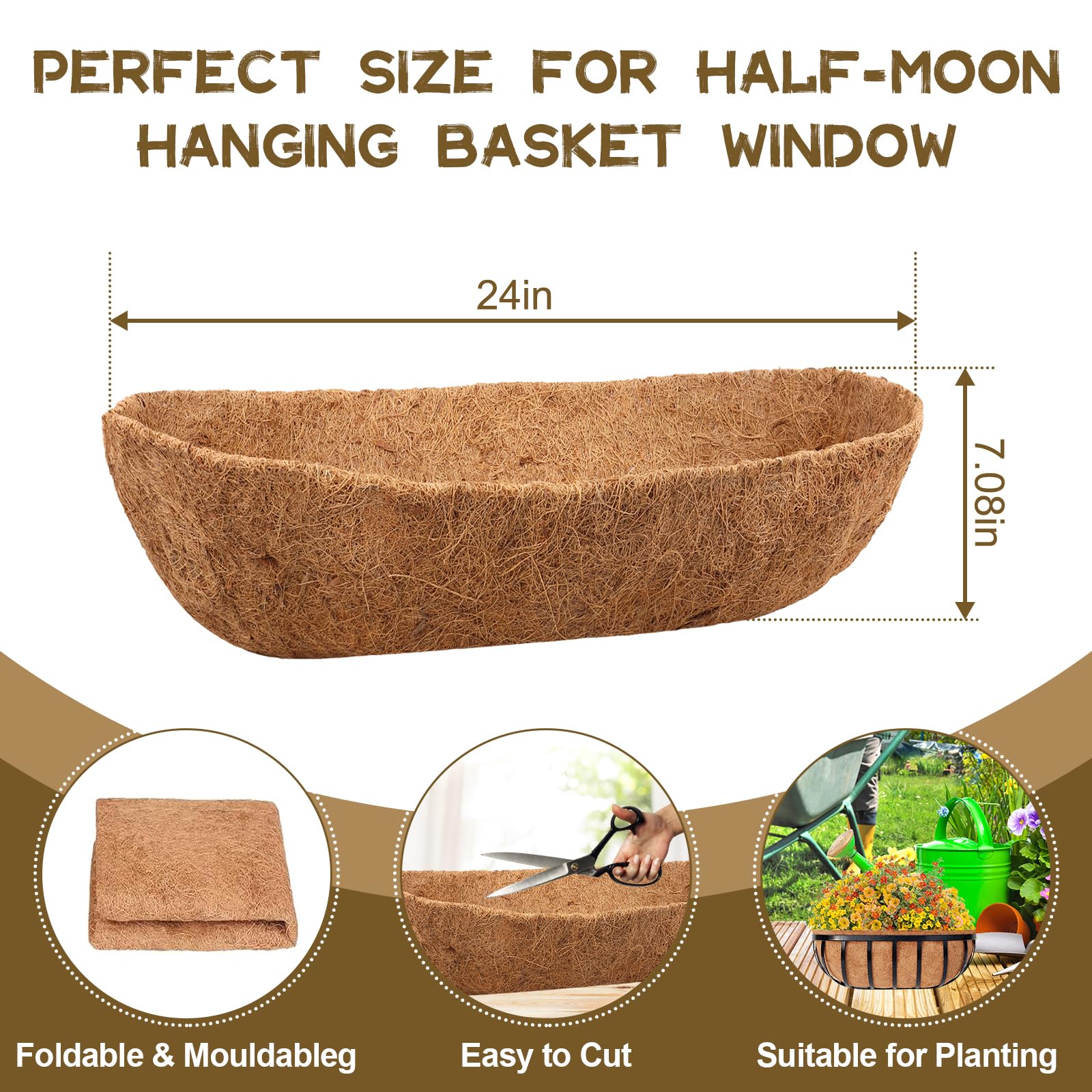 Riare coconut fiber material highlighting tight weave and natural look for planters.