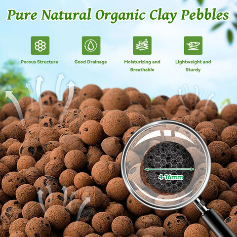 Riare organic clay pebbles 4-16mm support aeration and moisture retention for pots.