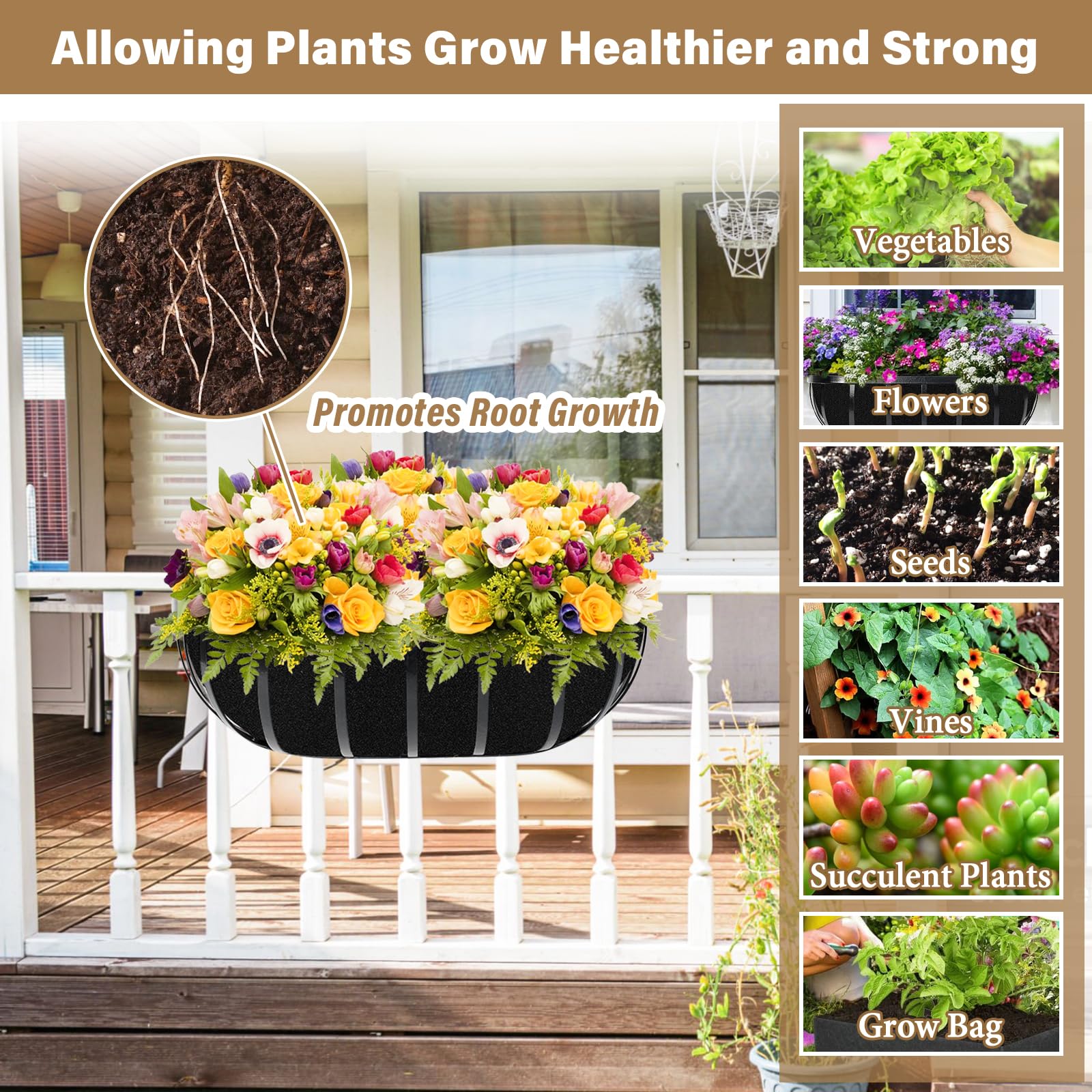 Outdoor garden setup with Riare liners for a clean, decorative display.