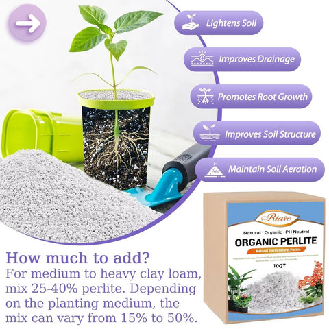 Riare perlite promotes aeration and drainage in container plants