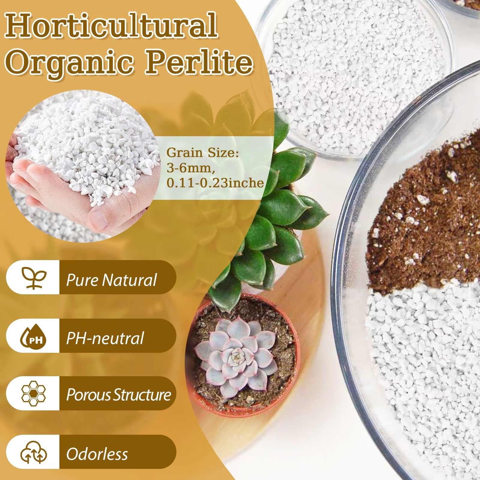 Closeup of chunky perlite texture from Riare demonstrating aeration benefits