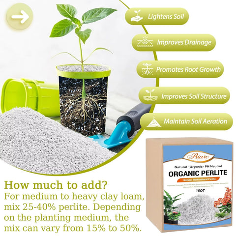 Riare perlite drainage and aeration improves container plant health.