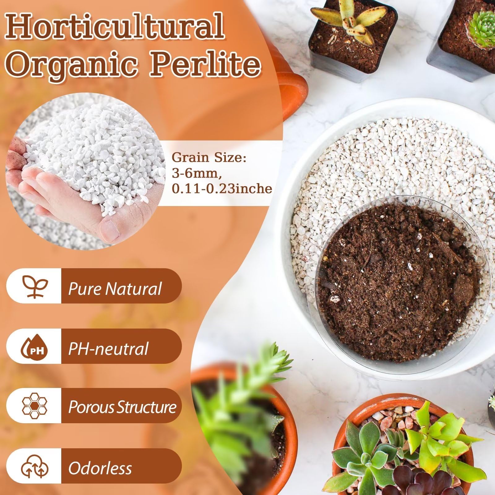 Riare perlite in potting mix demonstrates drainage and aeration.