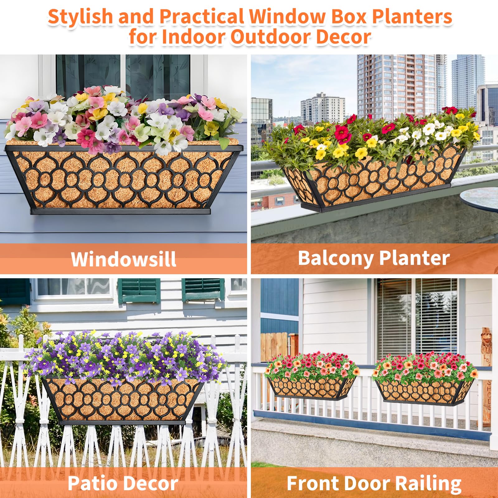 Riare planter on fence for decorative wedding venue ambiance.