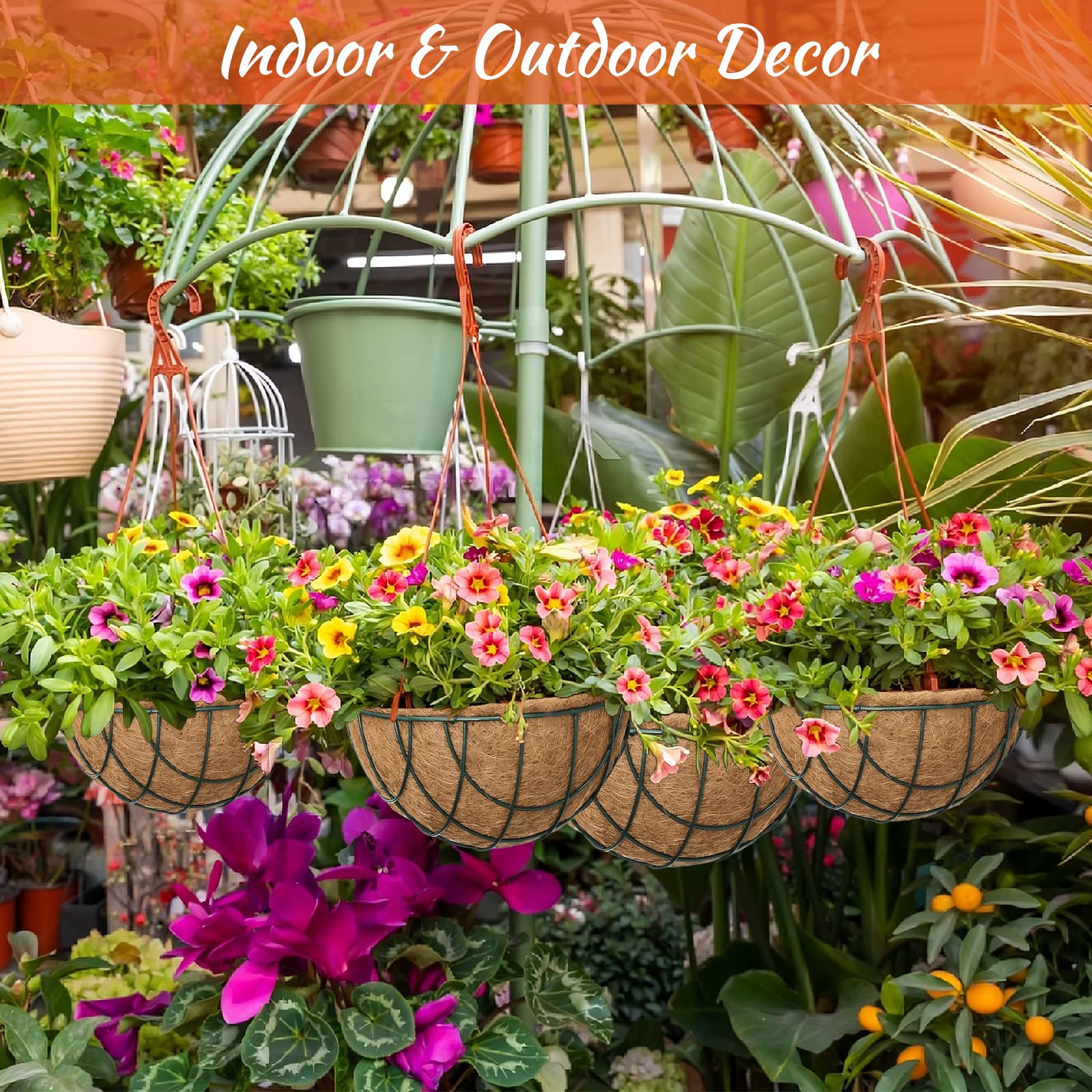 Riare round liner placed in a hanging basket, ideal for flowers