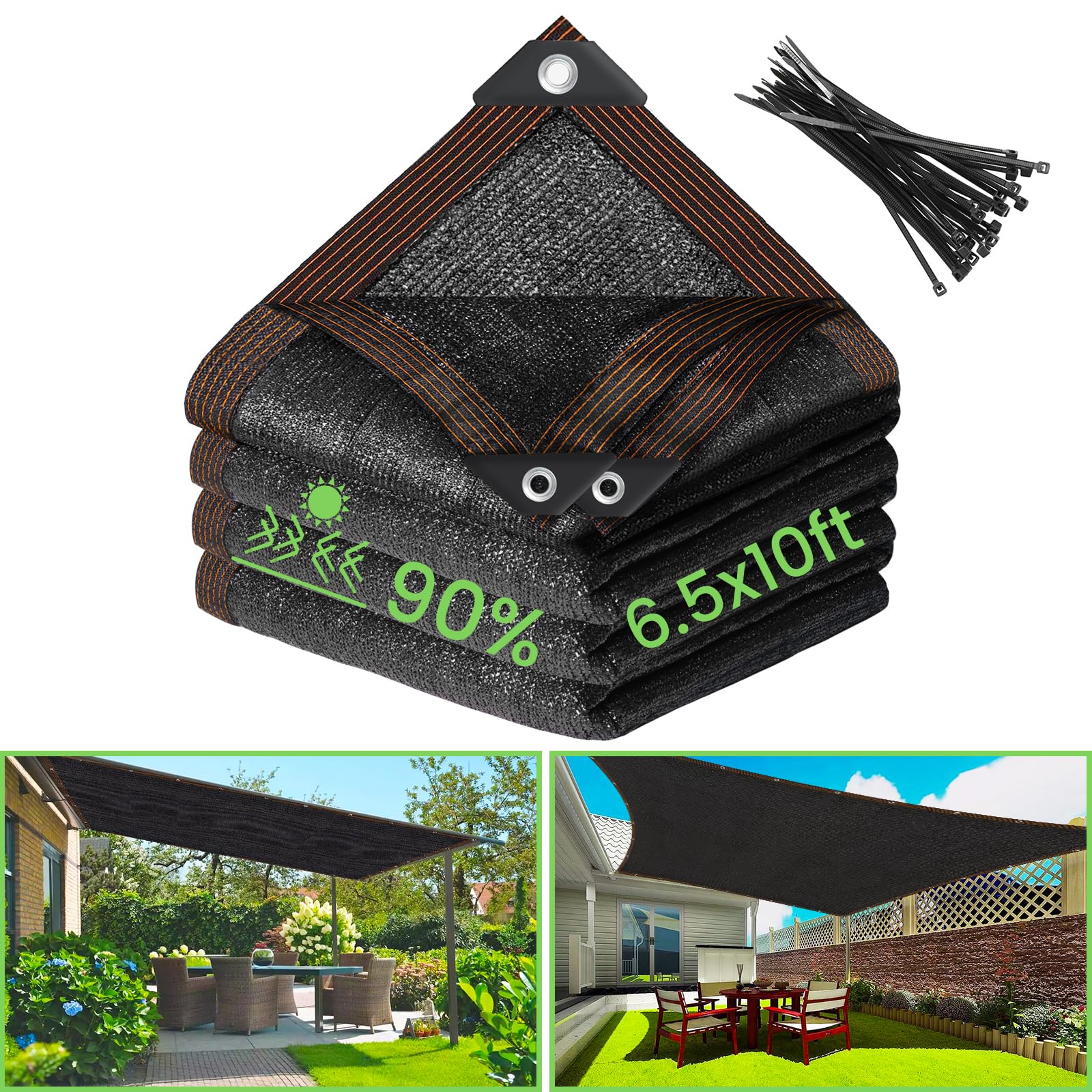 Riare 6.5x10 ft shade cloth blocks sun while allowing airflow.