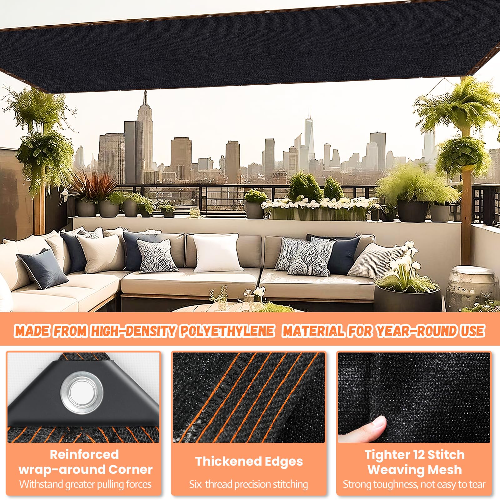 Riare shade cloth wind-ventilated design allows refreshing breeze.