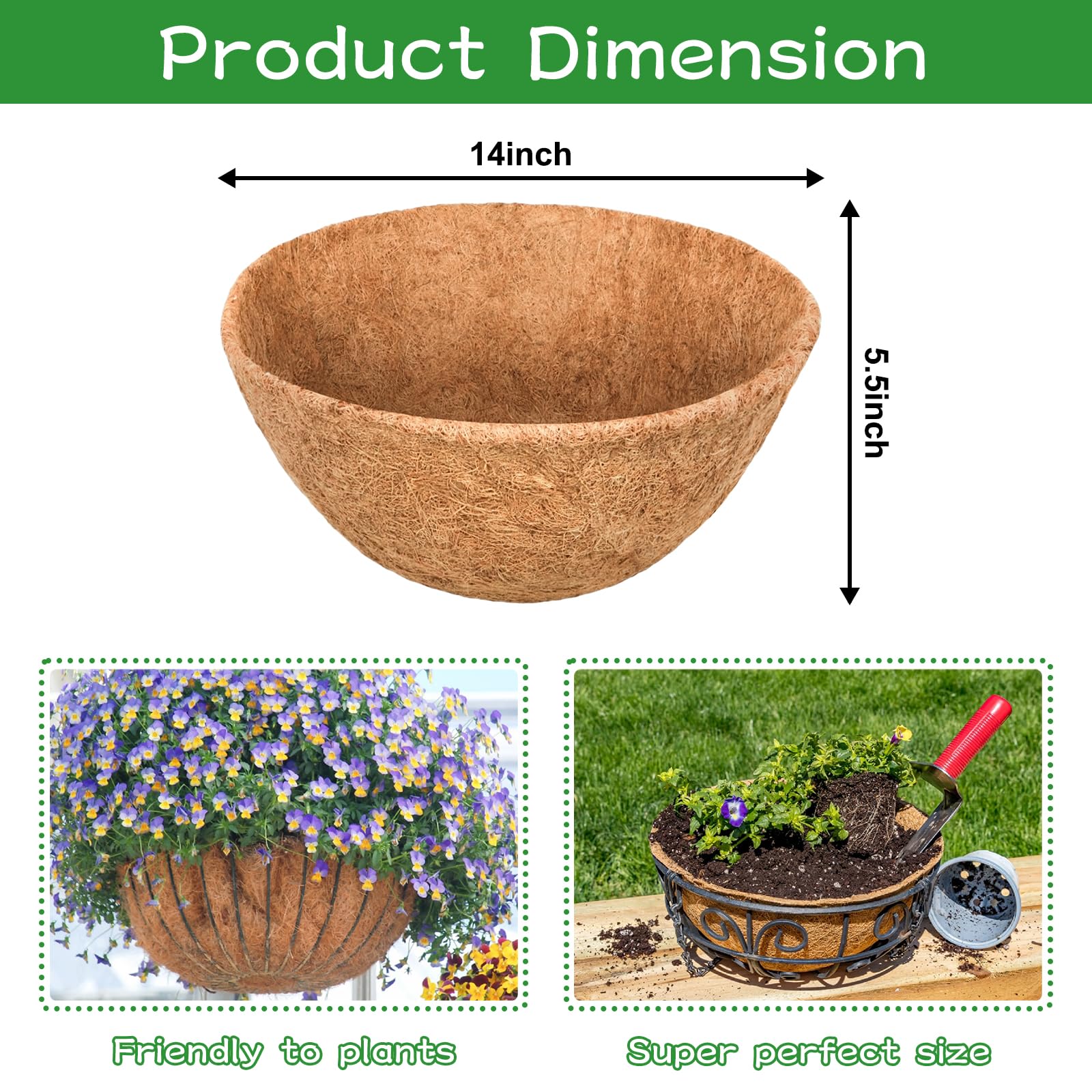 Riare Thick Coco Liner Durability shown for reuse in baskets.