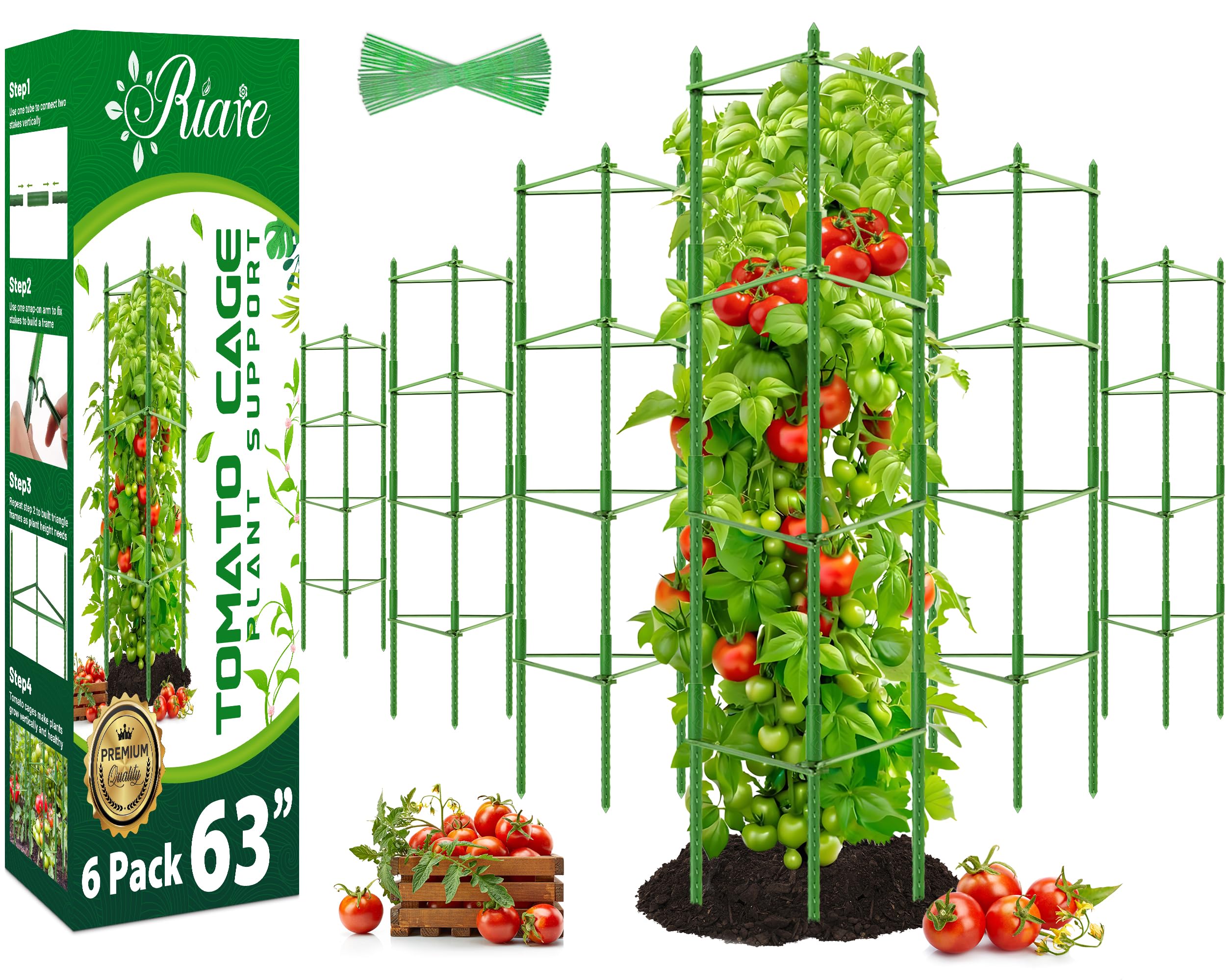 Riare tomato cages assembly setup showing modular components for custom frame
