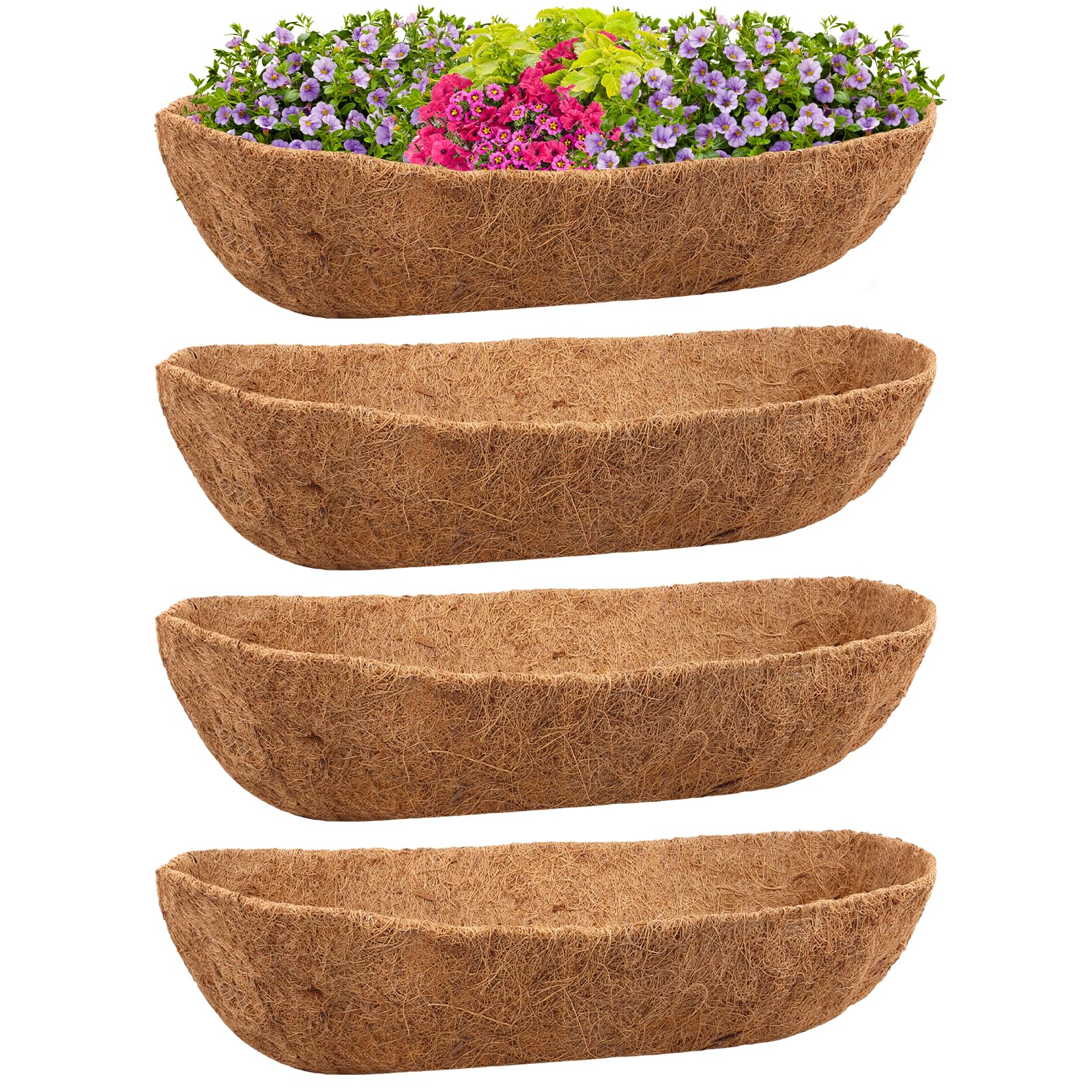 Riare trough coco coir liner 30in pack, durable natural fibers for planters.