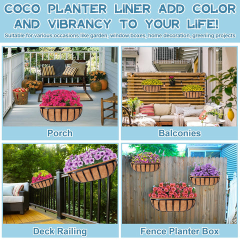 Riare versatile coir liner for balconies, porches, and garden displays.
