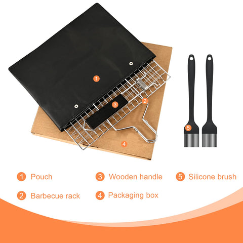 Ribber storage bag and two basting brushes included.