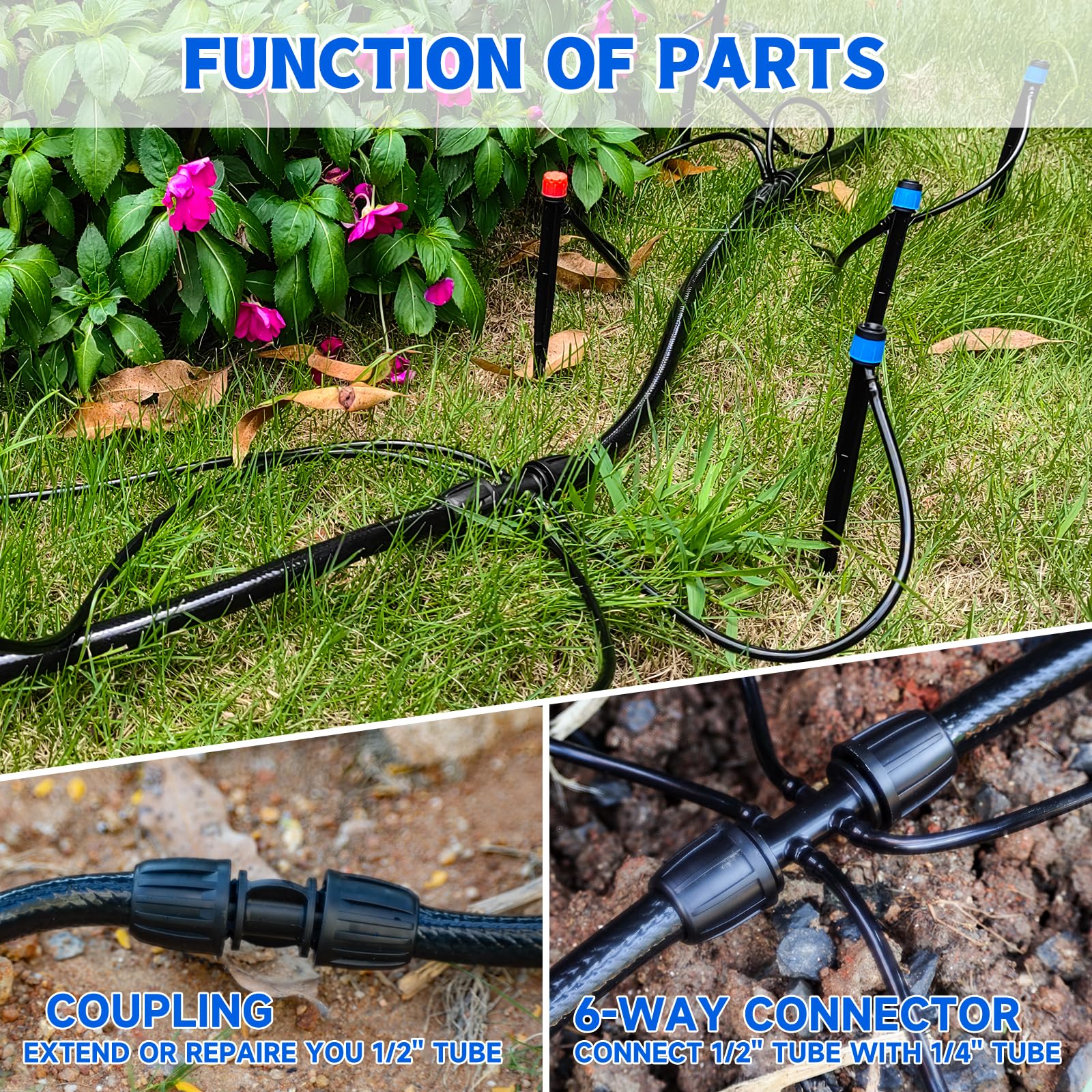 Durable outdoor irrigation tubing for buried or surface installation.