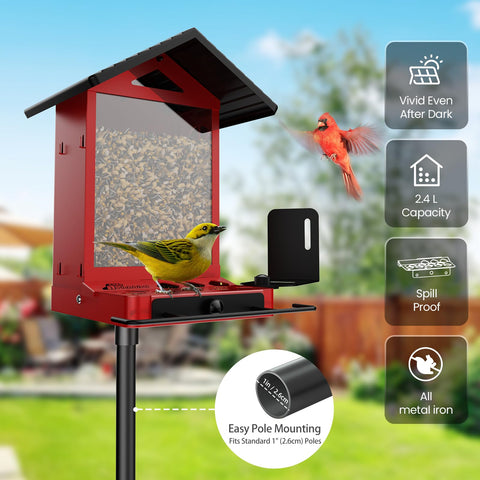 RichBird all metal bird feeder 2-4l capacity supports extended bird watching