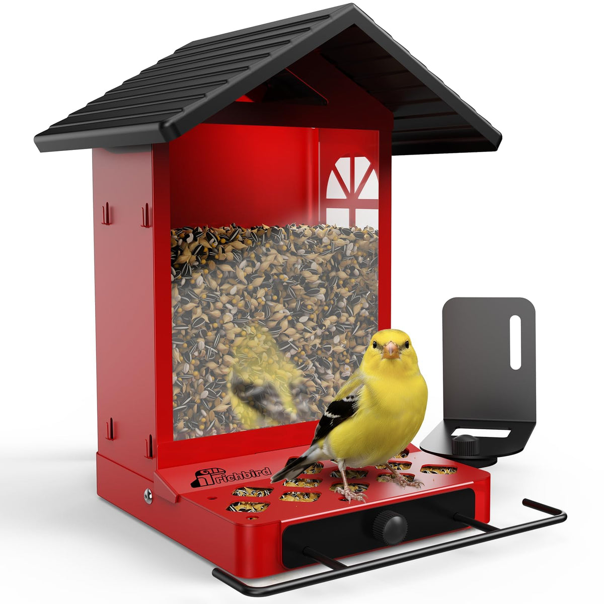 RichBird all metal bird feeder front view showing rugged construction for year round use