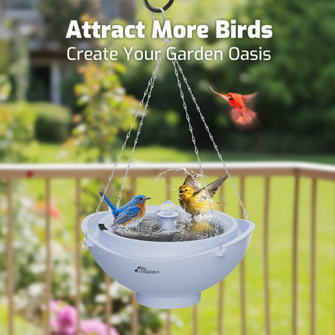 RichBird battery backup ensures continuous fountain flow during clouds and dusk.
