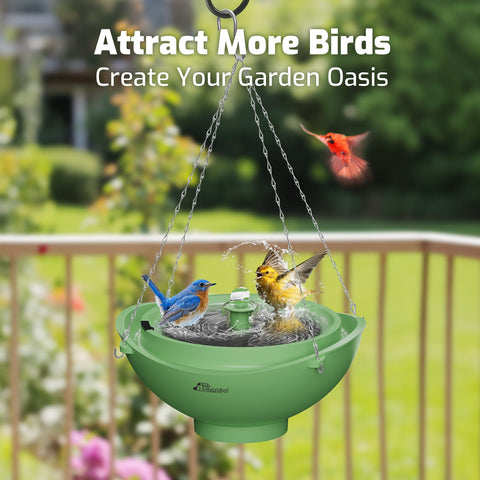 RichBird battery-backup system for solar bird bath ensures steady flow on overcast days.