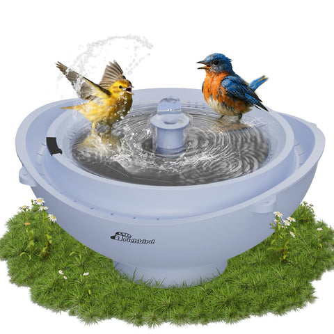 RichBird solar bird bath fountain showing a steady spray for bird-friendly garden decor.
