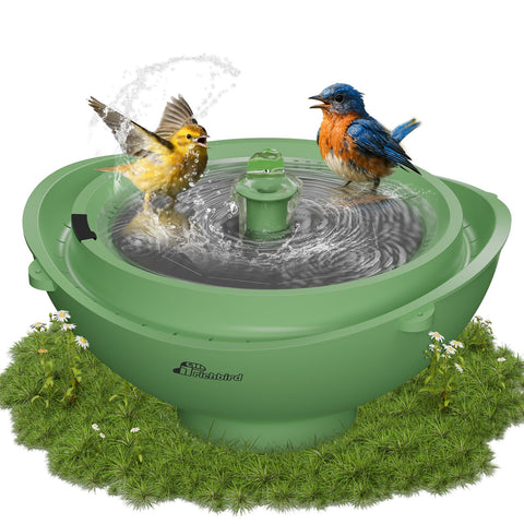 RichBird solar bird bath fountain highlighting a vibrant spray for garden wildlife.