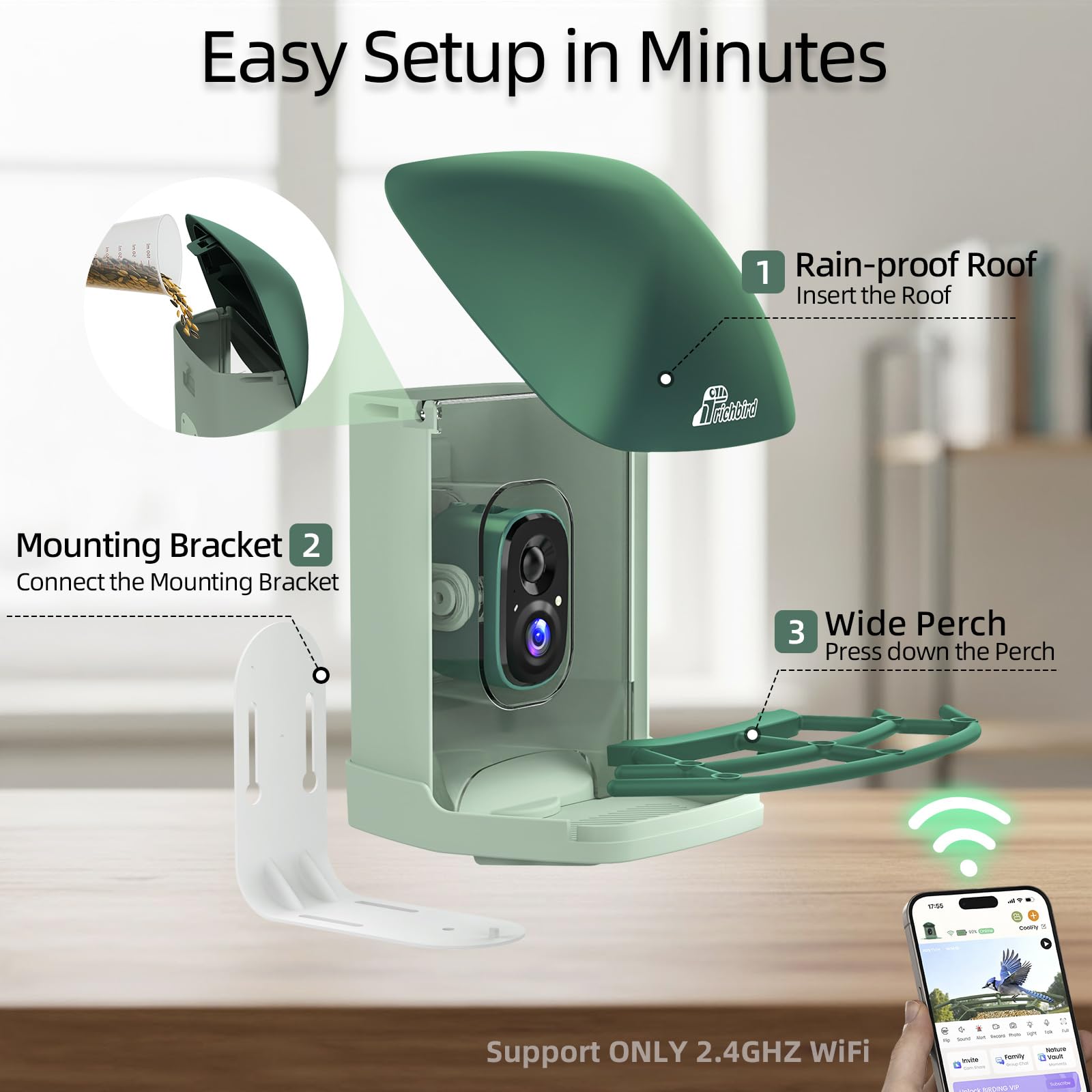 RichBird-two-way-audio-squirrel-deterrent helps warn off intruders and protect feed