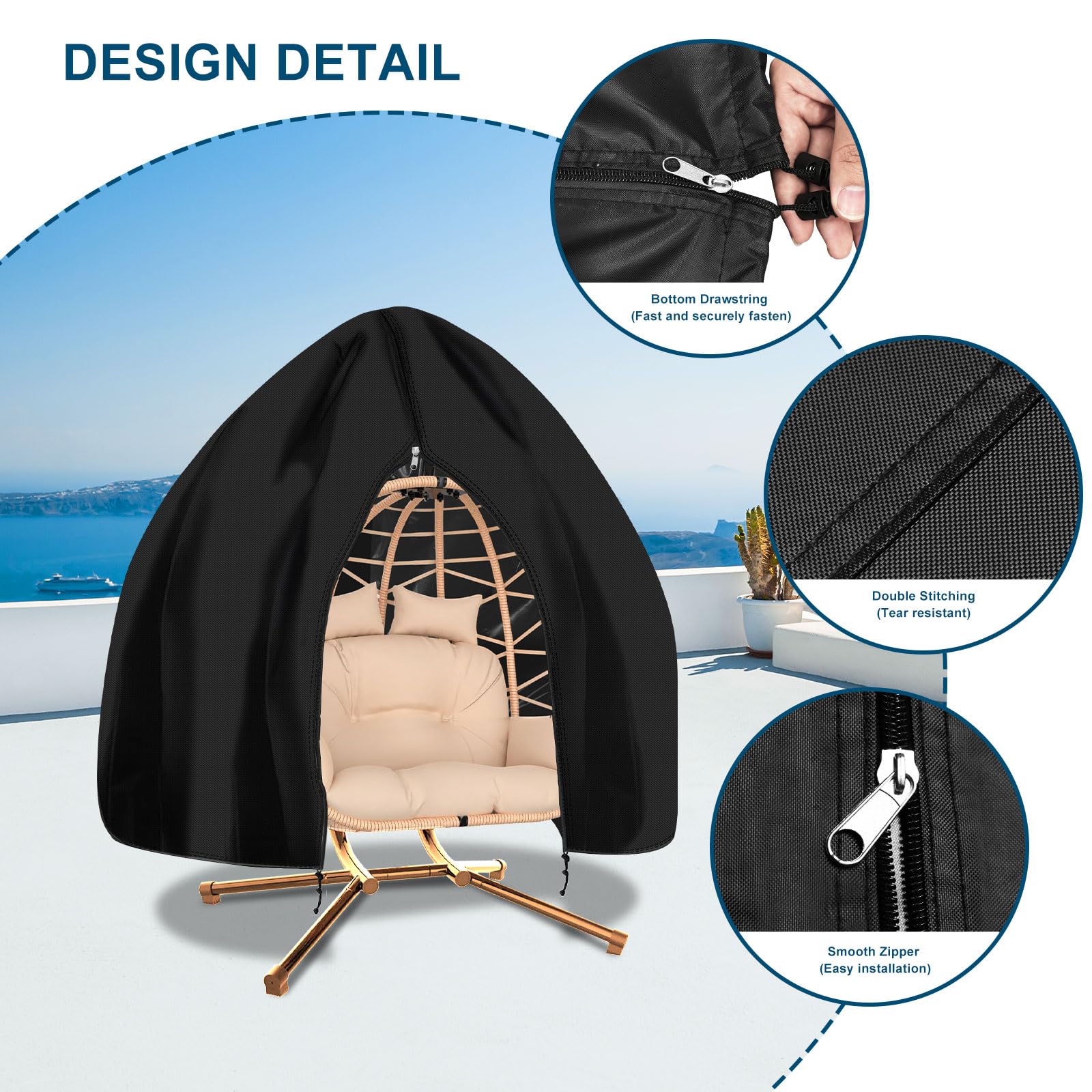 RICHIE UV-resistant 600D Oxford fabric shields outdoor furniture from sun damage