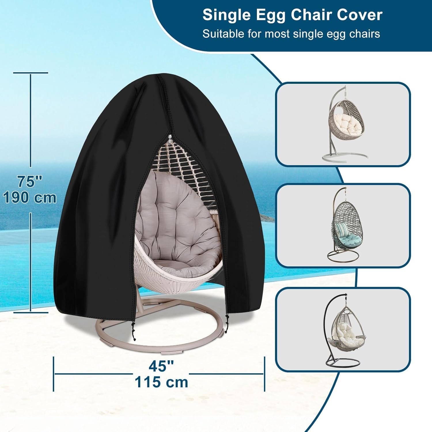 RICHIE UV-resistant egg chair cover preserving color and fabric