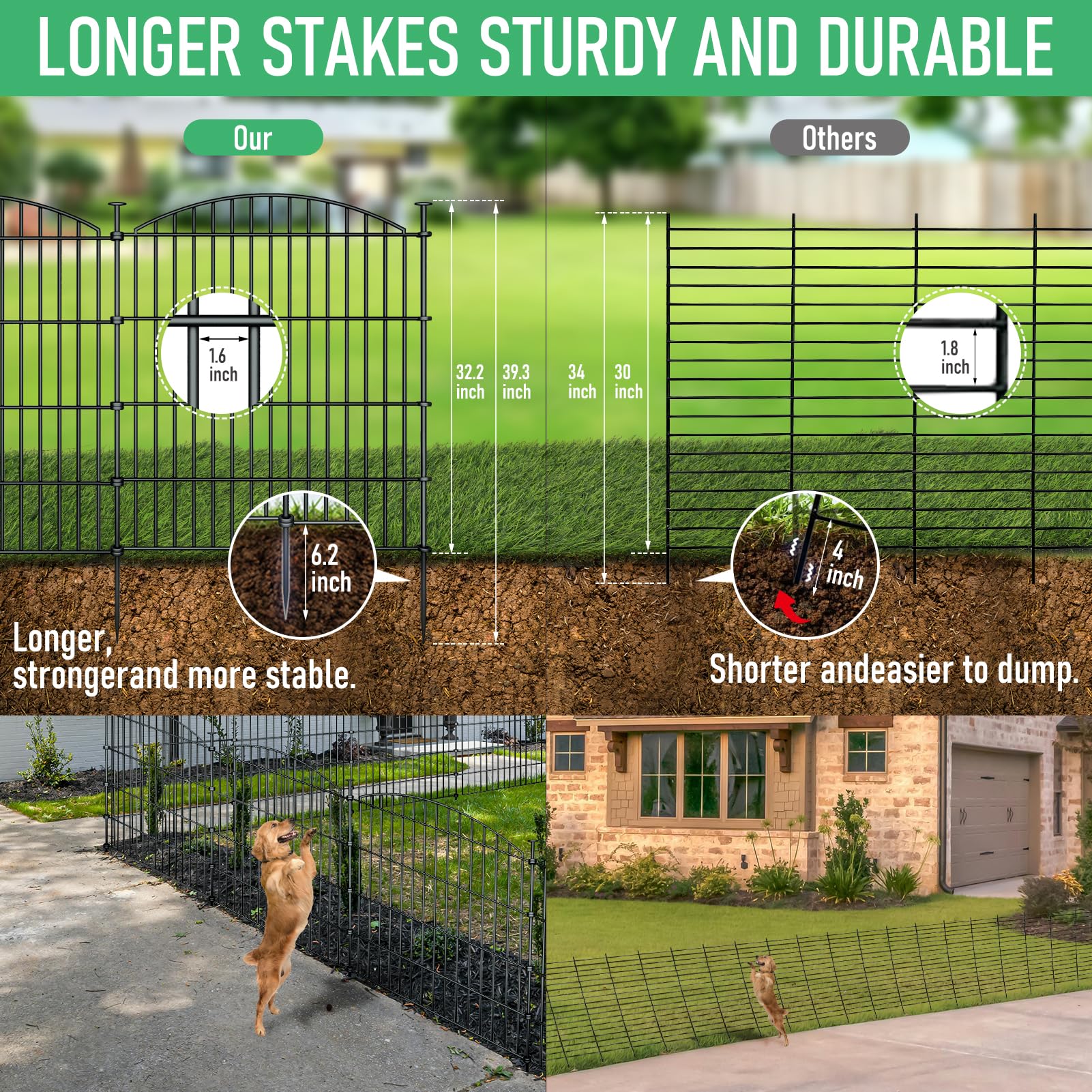 Richmen detachable fence panels show customizable layouts for different yard shapes.