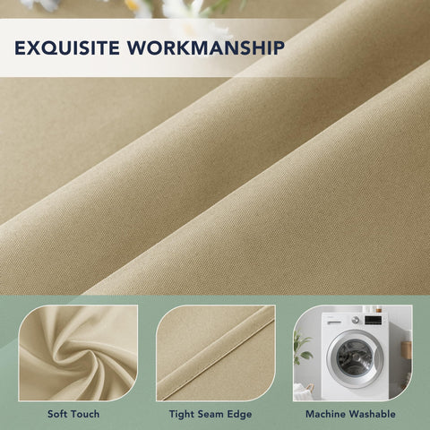 Cream RichSets curtains ready for machine washing for easy maintenance.