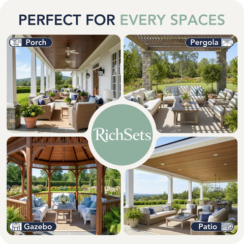 RichSets outdoor curtains wide 6-panel coverage for patios and pergolas