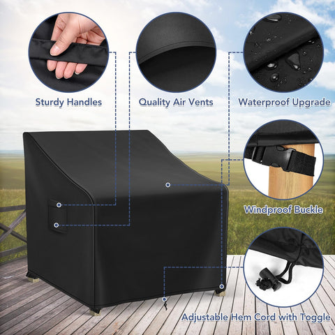Richwon Adirondack chair cover with easy-grip handles for quick removal.