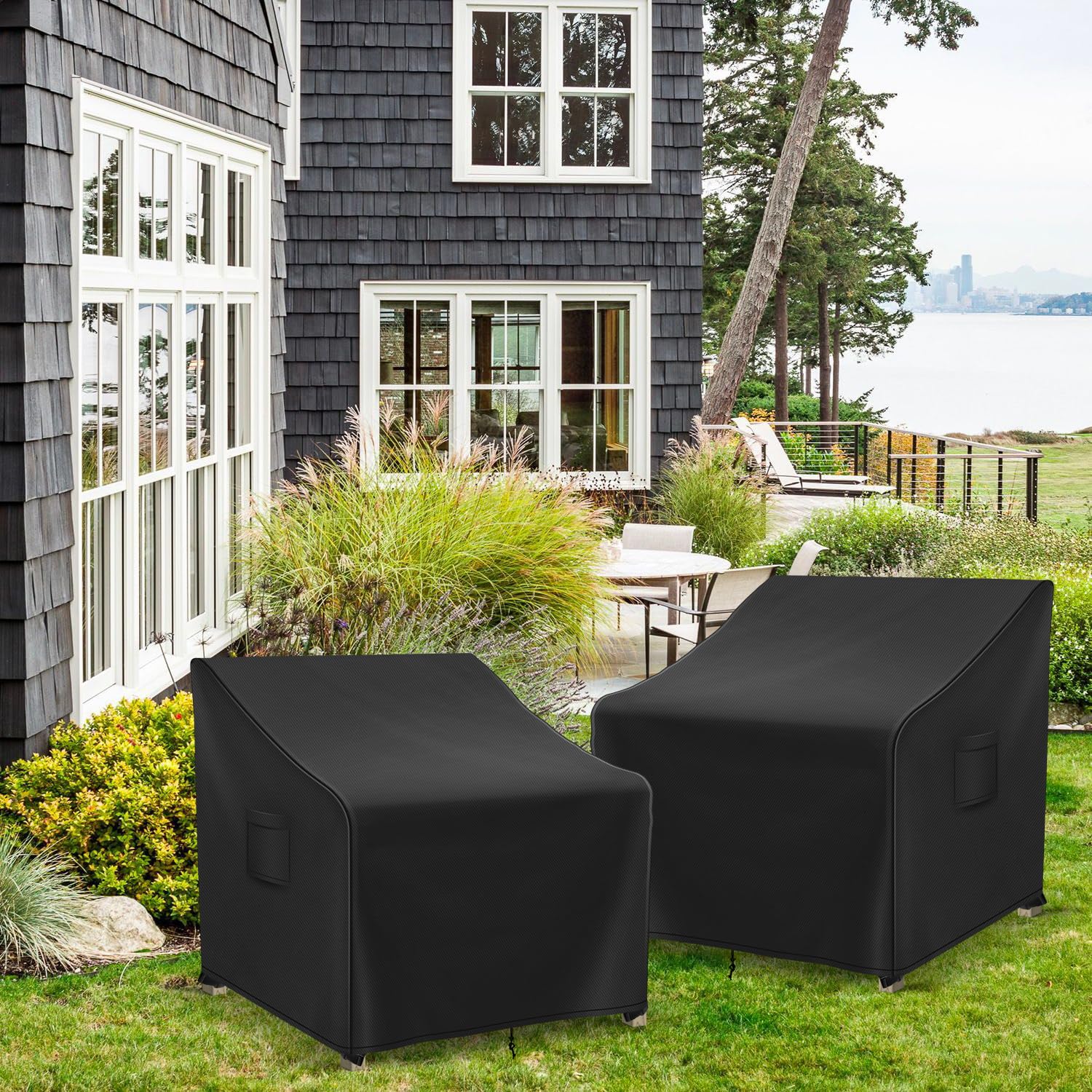 Richwon Adirondack chair cover fits up to 32W x 37D x 36H inches.