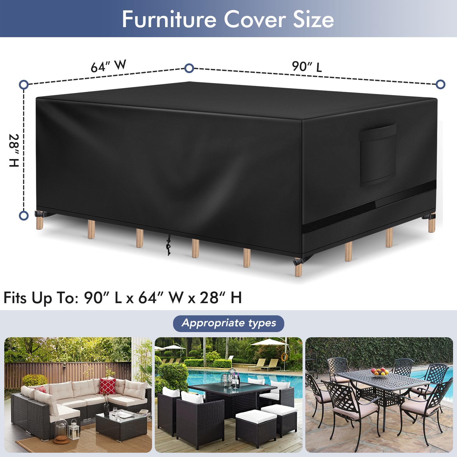 Richwon patio cover UV-resistant fabric shields outdoor furniture from sun