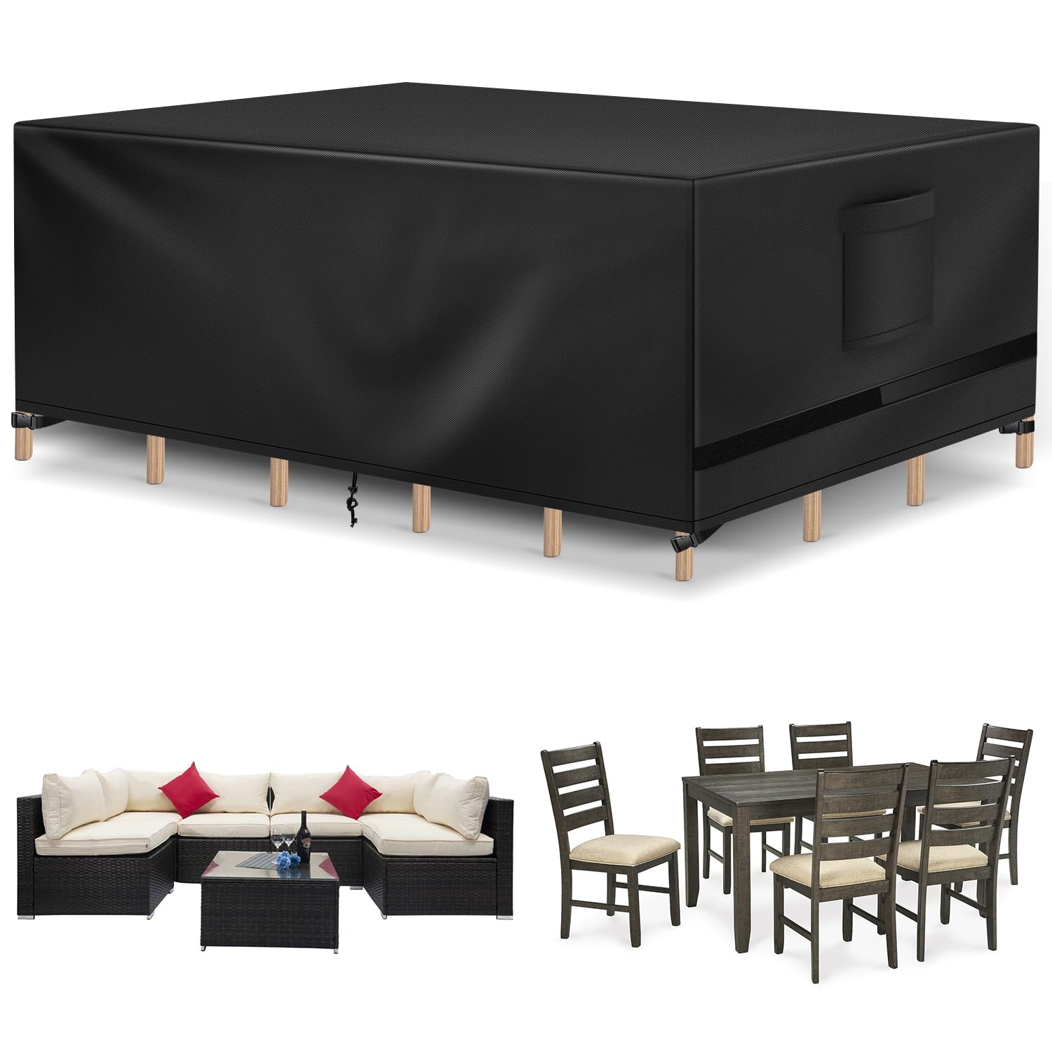 Richwon patio cover rectangle waterproof 90x64x28 protects furniture from rain