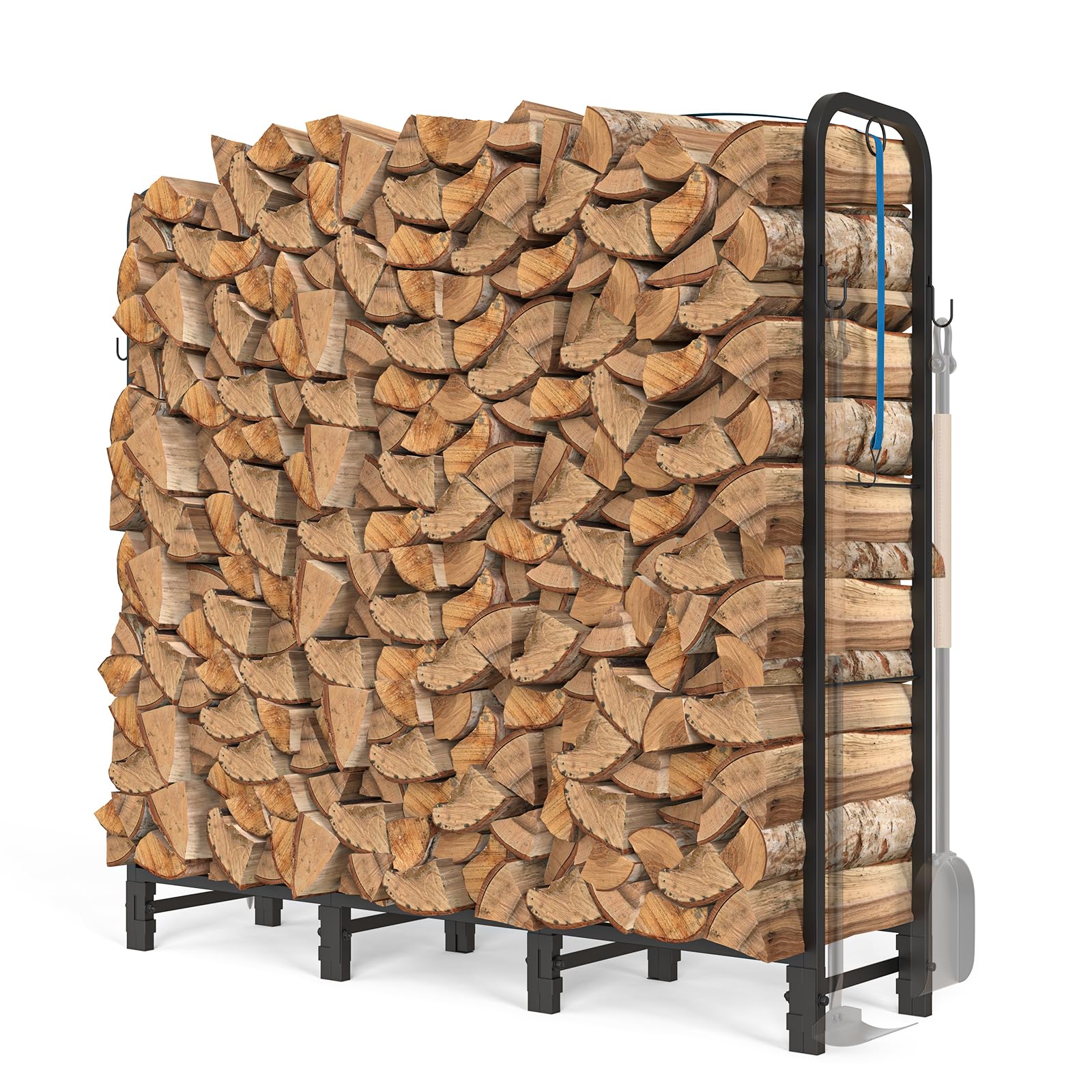 Riciakik firewood rack 4ft sturdy frame keeps wood organized indoors or outdoors.