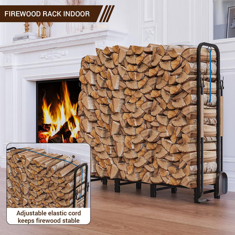 Riciakik firewood rack rubber base protects floors and surfaces.
