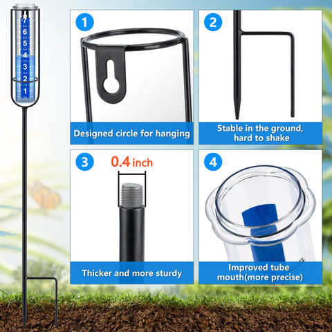 Ricihene Rain Gauge adjustable height fits multiple setups and mounting options