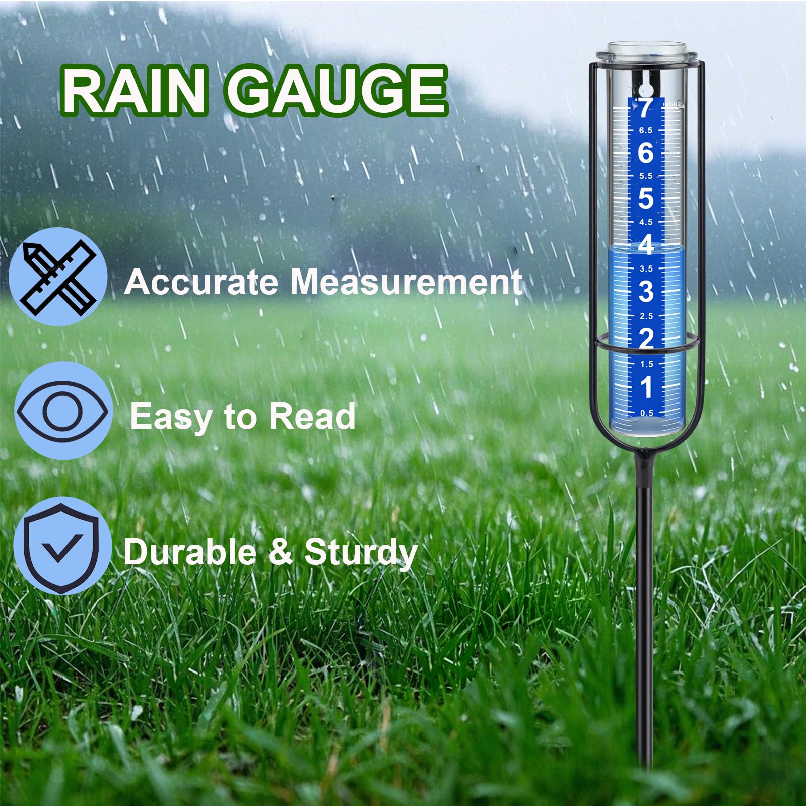 Ricihene Rain Gauge easy assembly, three-part design for quick setup