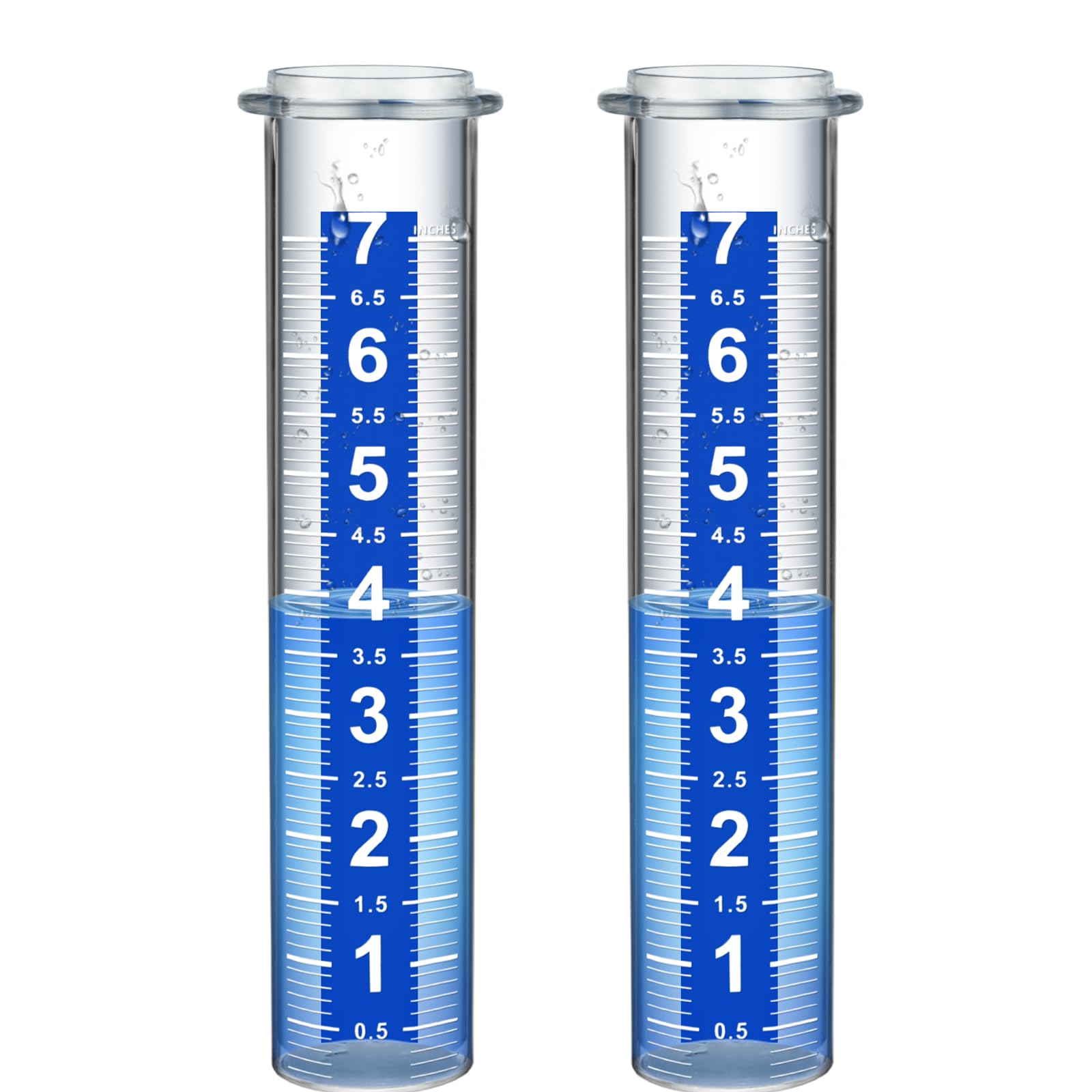 Ricihene rain gauge replacement tube shows clear 7-inch measurement for accurate yard rainfall readings.